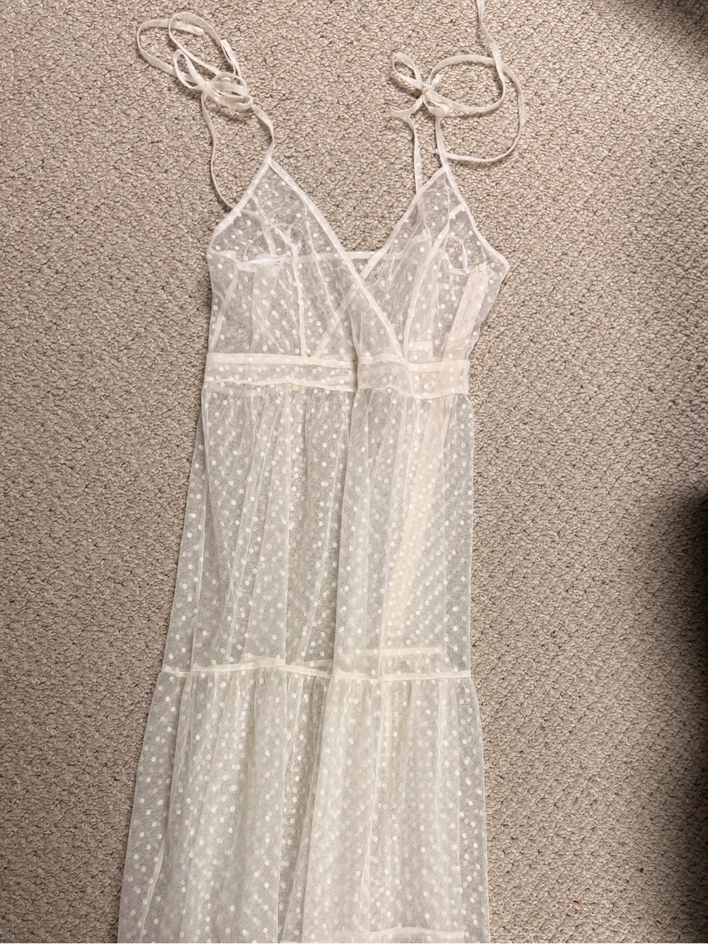 Lulu's Cream Polka Dot Sheer Maxi Dress - Picture 5 of 6